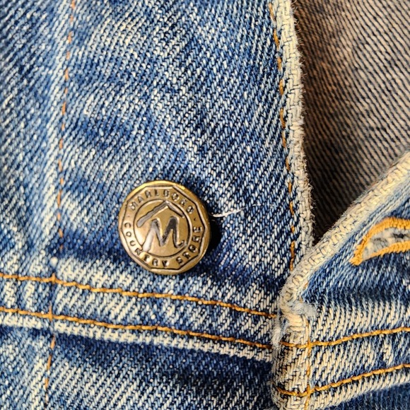 VTG 90s Marlboro Country Store Denim Trucker Jacket Mens M Blue Jean Button - Picture 3 of 15